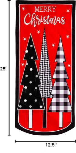 Vista 4 de Evergreen Flag, Trío de árbol de Navidad, impresiones eternas, decoración textil, 28 x 12.5 x 0.13 pulgadas