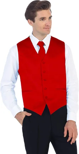 Vista 3 de Gioberti Chaleco formal de satén de 4 piezas para hombre, corbatín y pañuelo de bolsillo