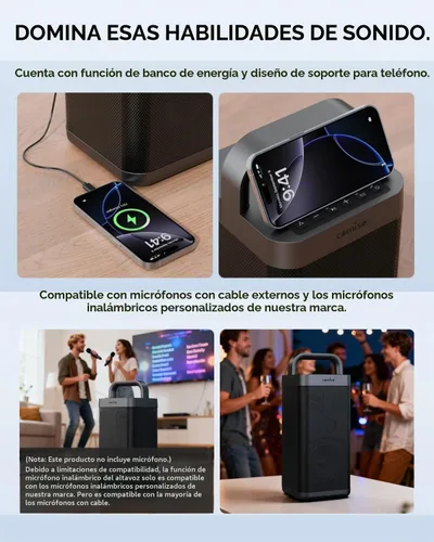 Vista 9 de COMISO Altavoz Bluetooth portátil con graves profundos, 150W de potencia máxima, altavoz impermeable IPX6 para exteriores con 12 horas