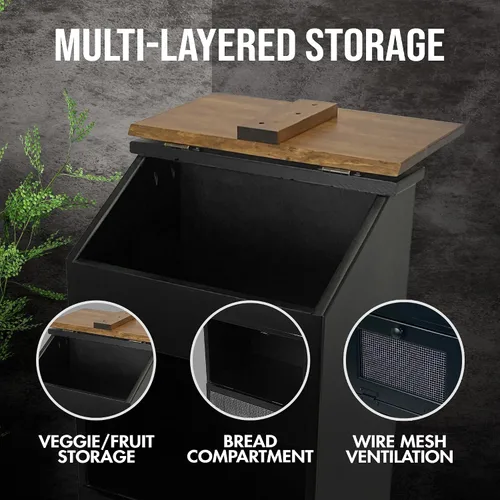 Vista 5 de Peaceful Classics Caja de Madera para Almacenamiento de Papas, Contenedores de Pan de Madera, Contenedor Decorativo y para Cebollas, Contenedor