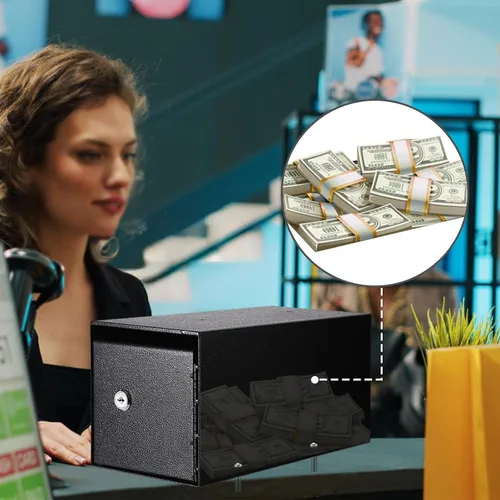 Vista 2 de Caja de acero aleado de 0.079 pulgadas para el hogar, caja fuerte de dinero con ranura a prueba de manipulaciones, caja fuerte de montaje en pared