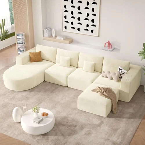 Vista 10 de Sofá cama modular, sofás de nube convertibles para sala de estar, 2 tumbonas de pana sin hueso, sofá cama de gran tamaño para dormitorio,