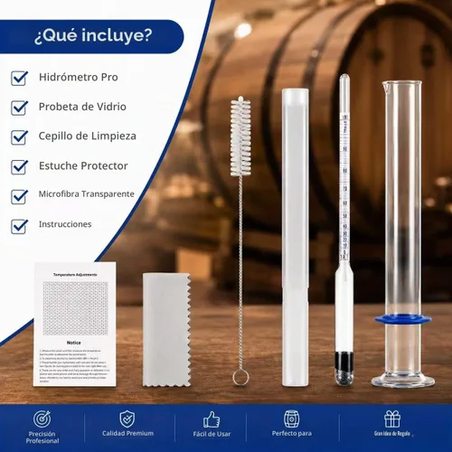 Vista 2 de Kit de Hidrómetro para Alcohol, Hidrómetro de Alcohol 0-200 Prueba y Tralle con Frasco de Prueba de Hidrómetro, Probador de Prueba de Alcohol