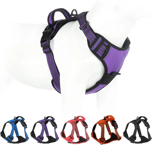Vista 8 de Arnés sin tirones para perros pequeños, medianos y grandes, chaleco reflectante ajustable para mascotas con clip frontal acolchado para cachorros