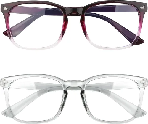 Vista 15 de Gafas con filtro de luz azul, paquete de 2 lentes de luz azul para hombre, anteojos de luz azul para mujer, anteojos con luz azul para fatiga ocular