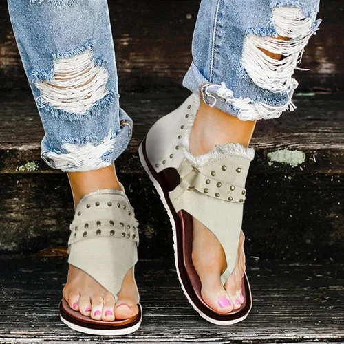 Vista 3 de Sandalias de gladiador Flip Flop para mujer verano casual, bandera americana sandalias planas Open Toe romana sandalias 4 julio zapatos