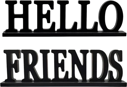 Vista 9 de Wooden Friends - Letrero independiente con diseño de palabras rústicas para mesa, chimenea y entrada