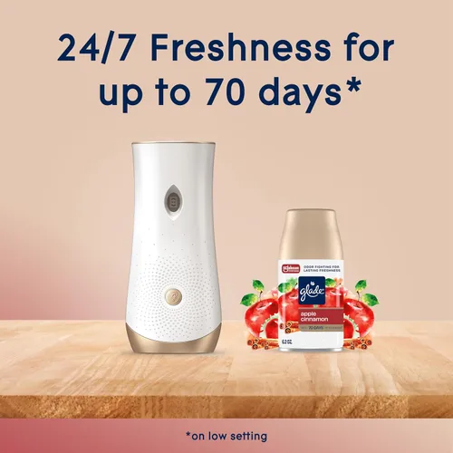 Vista 7 de Glade Repuesto automático en aerosol, ambientador para el hogar y el baño, manzana y canela, 6.2 onzas