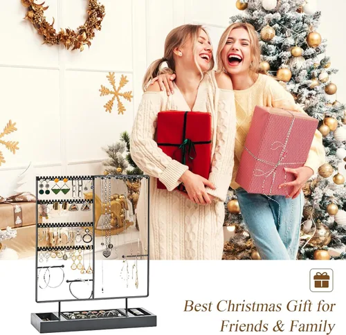 Vista 7 de ProCase Organizador de joyas, organizador de aretes, regalo del día de la madre, organizador de aretes de 6 niveles, estante para collares de árbol