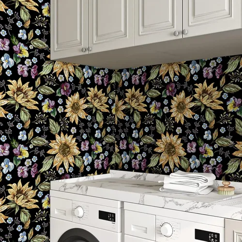 Vista 6 de ReWallpaper Papel tapiz floral para despegar y pegar, estilo vintage, papel de pared prepegado para gabinetes, papel tapiz extraíble de flores