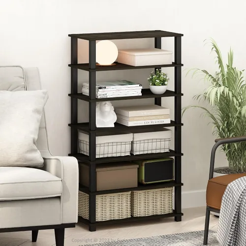 Vista 75 de Furinno Turn-N-Tube - Estantes de almacenamiento, estante para libros de 3 niveles, estante esquinero, estantes abiertos sin herramientas