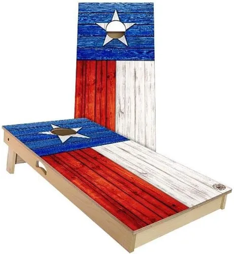 Vista 2 de Slick Woody's Professional-Grade Cornhole Boards - 4'x2' Solid Wood Regulation Flag Bean Bag Toss Game with 8 Resin Filled Bags