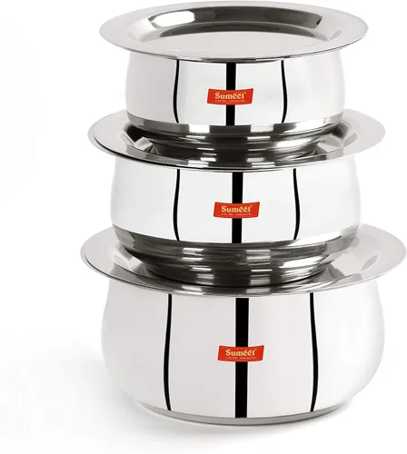 Vista 11 de Sumeet Juego de utensilios de cocina de acero inoxidable con tapa, 1.1, 1.6 L, 2 piezas (acero)