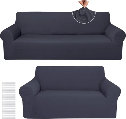 Vista 18 de Peryiter Juego de 2 fundas para sofá de dos plazas Fundas para muebles para sala de estar para sofá, sillón, ajuste elástico, a prueba de arrugas