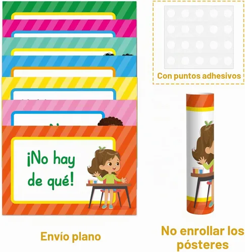 Vista 4 de Juego de 16 pósteres en español con frases en español, decoraciones para el aula, póster de aprendizaje con temática española, materiales de estudio