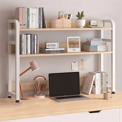 Vista 8 de Organizador de escritorio – Estantería de escritorio pequeña de 2 capas, estantería de escritorio expandible, estante organizador de escritorio