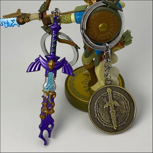 Vista 6 de MING XING SHENG Game Legend of Zelda - Llavero de lágrimas del reino (2 unidades), espada maestra decadente y llavero de icono vintage, bronce