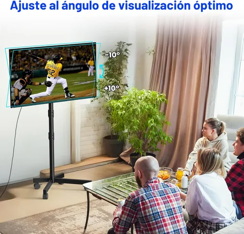 Vista 3 de Soporte de TV móvil para televisores de pantalla plana LCD LED OLED de 23 a 60 pulgadas de hasta 88 libras, inclinación y altura ajustable, ruedas