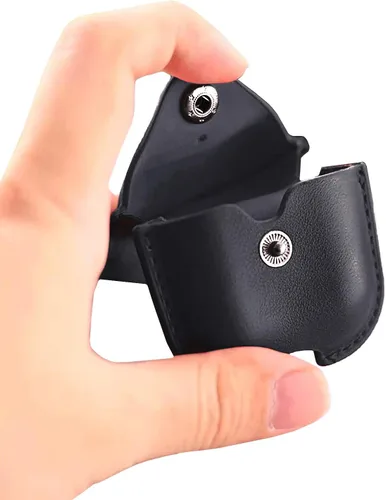 Vista 2 de MODOS LOGICOS Funda de carga de cuero para AirPods 1/2, cierre rápido seguro compatible con Apple AirPods 1/2 Generación - Negro