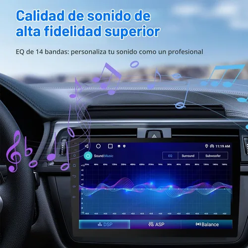 Vista 2 de Haudio Estéreo de auto con Android de 9 pulgadas, doble Din, CarPlay inalámbrico y Android Auto, pantalla táctil universal estéreo para automóvil