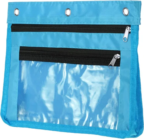 Vista 14 de PATIKIL Estuche expandible para lápices de 3 anillos, 1 paquete de tela Oxford de gran capacidad con cremallera, estuche para oficina y hogar