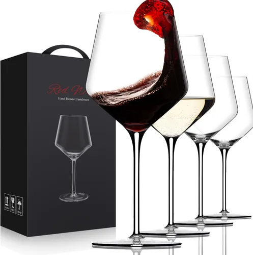 Vista 13 de OJA Juego de 12 copas de vino sin tallo, 15 onzas, copas de vino tinto y blanco de cristal, sin tallo, transparentes, vaso resistente para beber