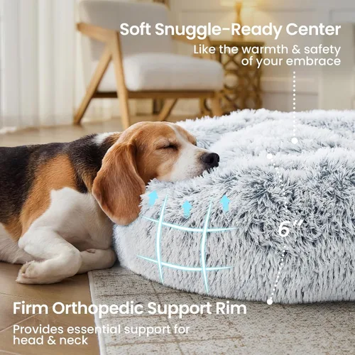 Vista 3 de JOLLYVOGUE - Cama calmante para perros y gatos pequeños y medianos, antiansiedad, redonda, suave, acogedora con parte inferior antideslizante