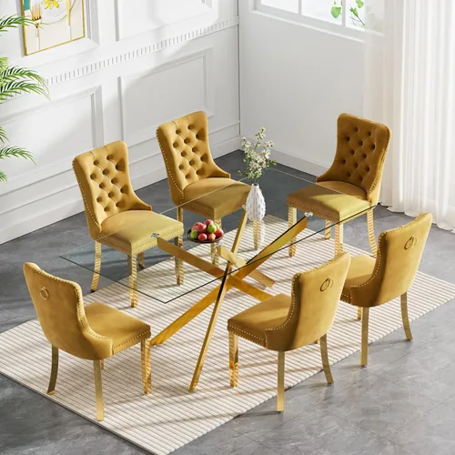 Vista 49 de HomVent Juego de mesa de comedor redonda de vidrio para 2, moderno juego de mesa y sillas de cocina de vidrio templado, juego de mesa de comedor