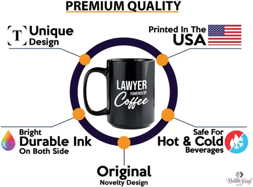 Vista 2 de Lawyer - Taza de café de 15 onzas, color negro, regalo para abogado para la escuela de leyes, graduación, policía, abogado, piloto, motocicleta