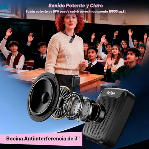 Vista 4 de TRELC Amplificador de Voz Inalámbrico con Micrófono Lavalier, Altavoz de Solapa Inalámbrico Portátil Recargable con Clip para Profesores, Reducción