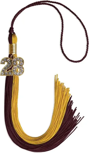 Vista 115 de Endea Graduation Borla de doble color con dije dorado (negro/oro brillante, 2022)