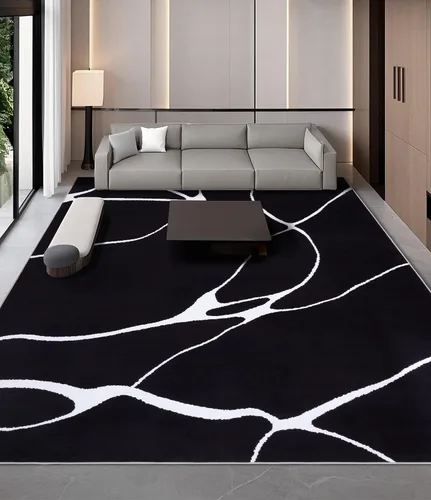 Vista 19 de YIHOUSE Alfombra lavable de 5 x 7 pies, moderna abstracta en blanco y negro, antideslizante, para dormitorio, oficina en casa (abstracto, 5 x 7 pies)
