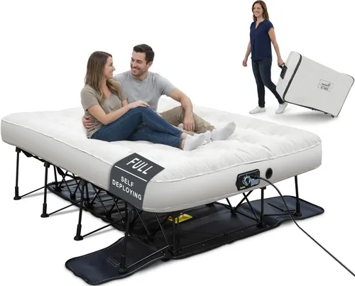 Vista 9 de Colchón hinchable de Ivation EZ-Bed, con marco y funda con ruedas, interruptor de autoapagado para lograr la comodidad deseada, superficie cómoda