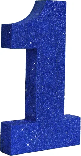 Vista 12 de TONIFUL Centro de mesa de madera número 0 con purpurina azul de 7.8 pulgadas, decoración de fiesta de cumpleaños azul, dígito 0 para cumpleaños
