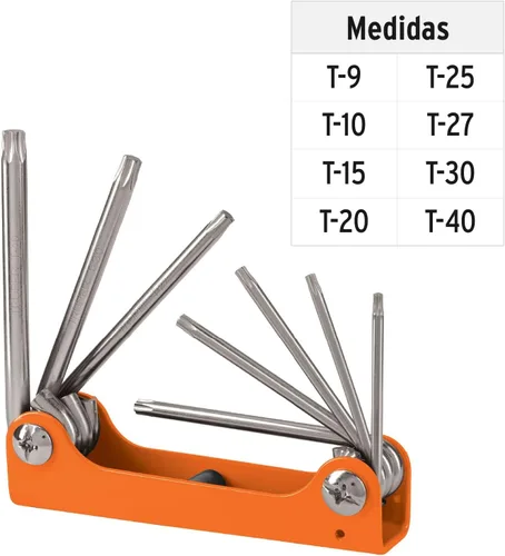 Vista 3 de TRUPER TORX-8 - Juego de llaves Torx plegables 8 en 1, caja de metal