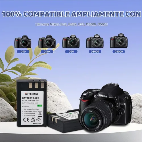 Vista 3 de Batmax Batería EN-EL9 (paquete de 2) y cargador dual USB compacto para cámaras Nikon EN-EL9, EN-EL9a y Nikon D40 D40x D60 D3000 D5000