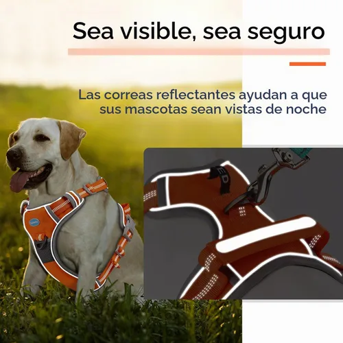 Vista 8 de ThinkPet - Arnés deportivo transpirable sin tirones con asa, arnés reflectante ajustable para perros medianos y grandes, clip trasero y frontal