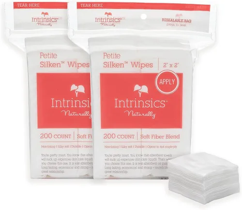 Vista 9 de Intrinsics Toallitas de Seda Pequeñas (200 unidades) – Toallitas de 2x2" de 4 capas de algodón de seda de baja absorción, sin pelusas, gasa