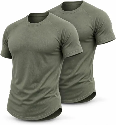 Vista 11 de Morbuy Paquete de 2 camisetas de entrenamiento para hombre de secado rápido Marrón oscuro