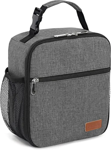Vista 11 de Femuar Bolsa de almuerzo para hombres, mujeres y adultos, pequeña para oficina, trabajo, picnic, bolsa de almuerzo portátil reutilizable, color negro
