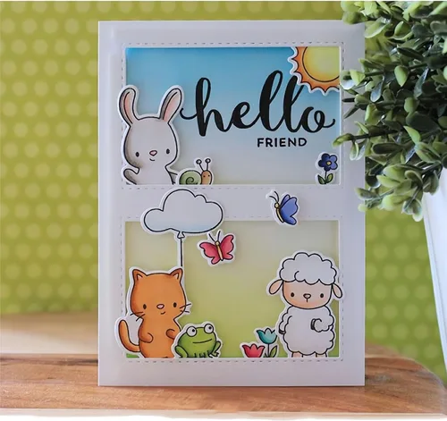 Vista 7 de Juego de sellos y troqueles de Happy Day para hacer tarjetas, sellos transparentes y troqueles de corte de metal para álbumes de recortes