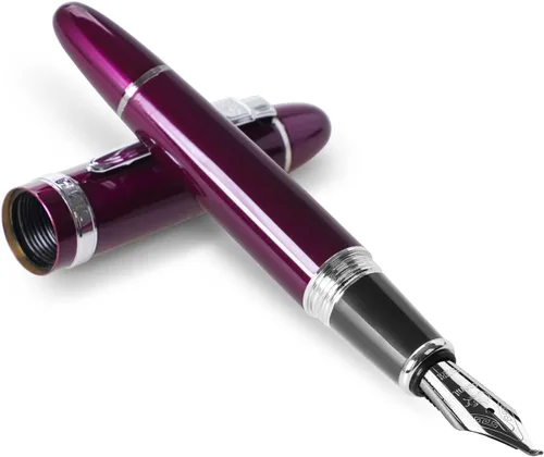 Vista 4 de Pluma estilográfica Jinhao 159 Luxury Purple, Big Heavy Style, punta media, caligrafía de escritura, artículos de oficina de papelería