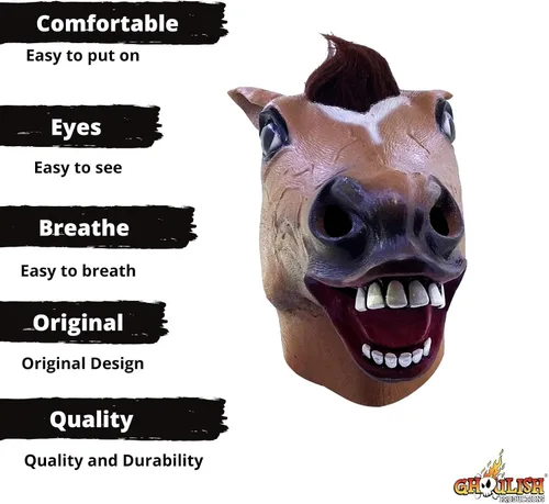 Vista 3 de Ghoulish - Máscara de caballo marrón talla única