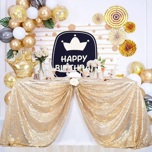 Vista 9 de ShinyBeauty - Mantel rectangular de lentejuelas (60” x 102”), diseño de bodas y fiestas de Navidad LightGold