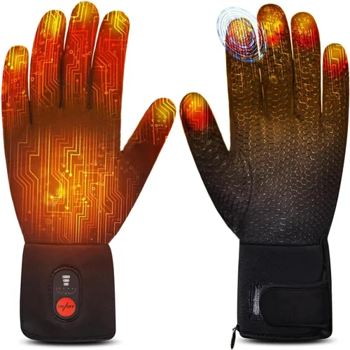 Vista 10 de Heated Glove Liners for Men & Women, Rechargeable Thin Electric Touchscreen Gloves for Skiing, Cycling, Hiking & Typing Negro oscuro