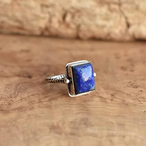 Vista 4 de Lapislázuli - Anillos de plata de ley 925 anillos de uso diario regalo para ella anillos de compromiso 1046