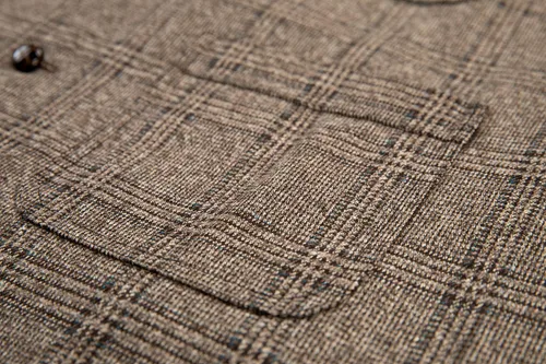 Vista 4 de Chaleco de traje vintage para hombre, chaleco de tweed a cuadros, chaleco de ajuste regular para padrinos de boda