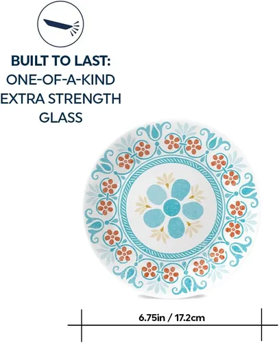 Vista 5 de Corelle Vitrelle - Juego de platos de aperitivos para ensalada de 6 piezas (6.75"), vidrio de triple capa y resistente a las astillas, platos