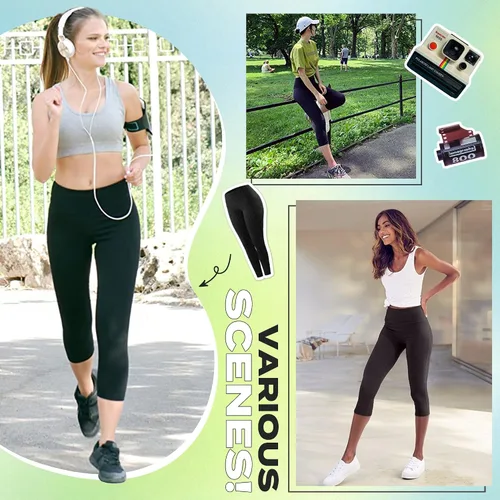 Vista 18 de NexiEpoch - Paquete de 4 leggings suaves para mujer, con bolsillos, control de abdomen y cintura alta, pantalones capri para yoga y ejercicio