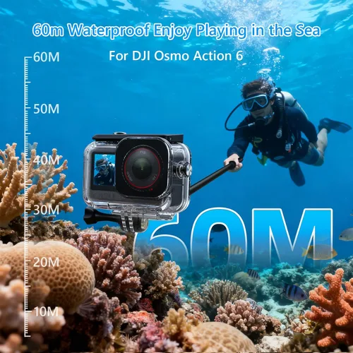 Vista 2 de Funda impermeable para DJI Aciton 6, carcasa de buceo subacuático, compatible con 147.6 ft/148 pies de profundidad buceo buceo, cubierta protectora